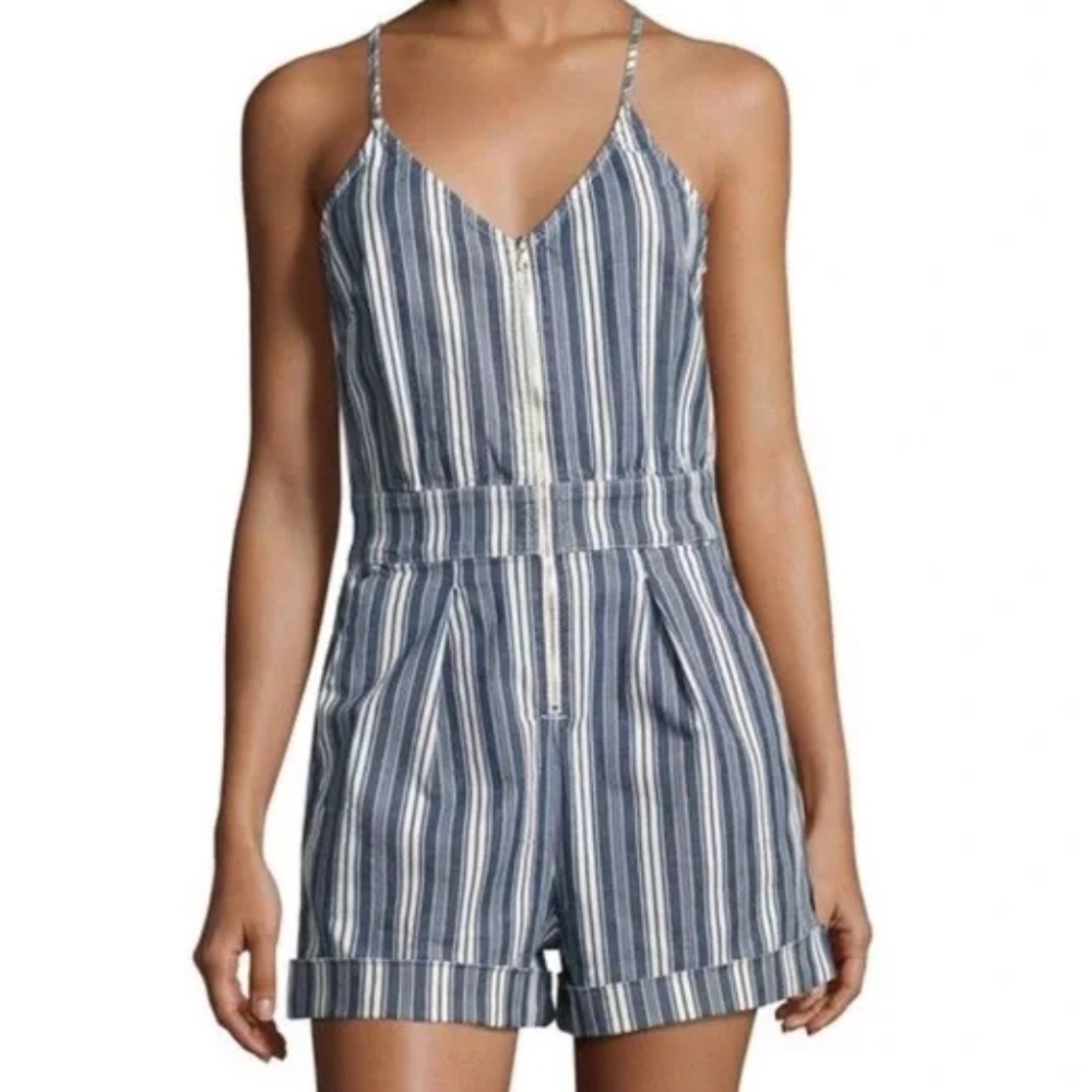 7 For All Mankind Jean Striped Tank Romper Size Medium